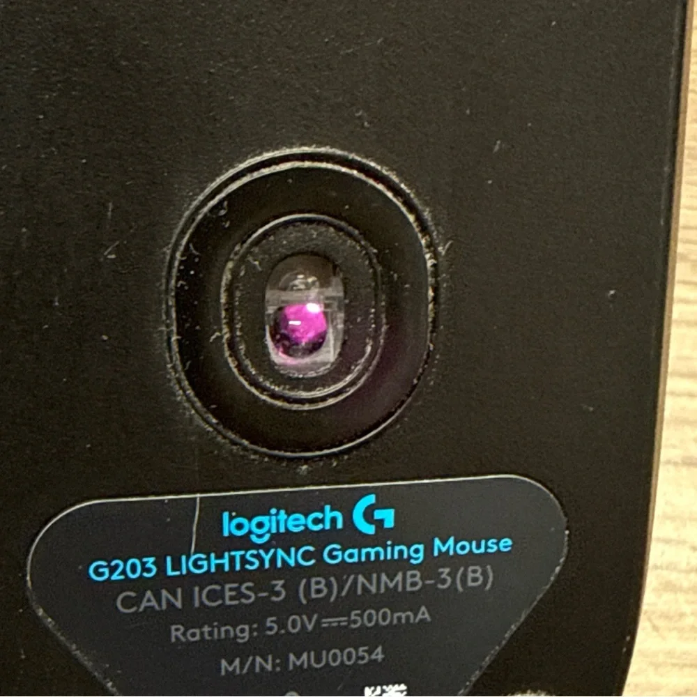 Logitech Black Wired Gaming Mouse with Pink RGB Accent